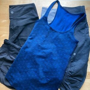 Lululemon Blue Tank and Black Leggings Set